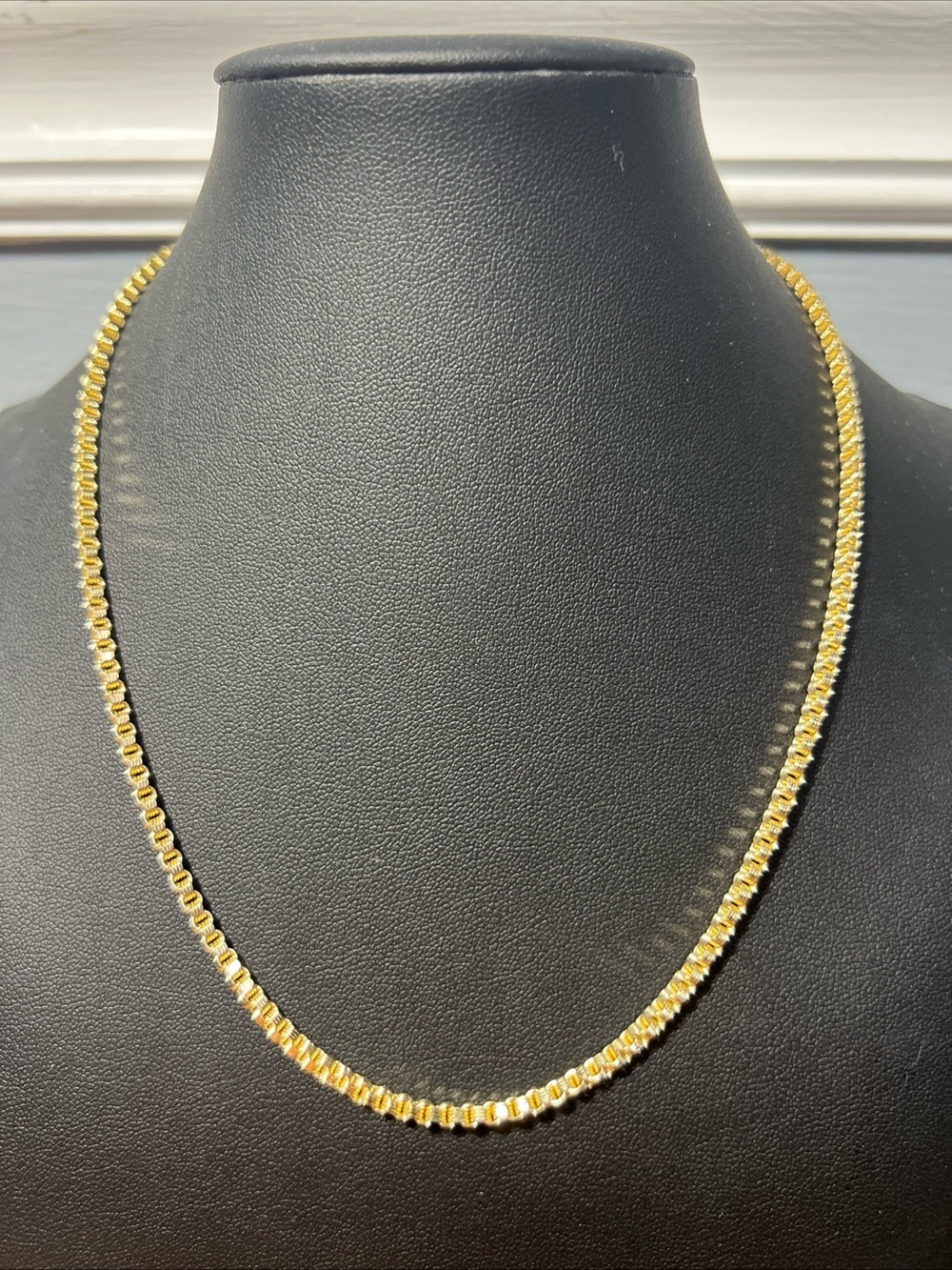 14k Solid Yellow Gold 18” Byzantine Box Rolo Link Alexander Chain Necklace